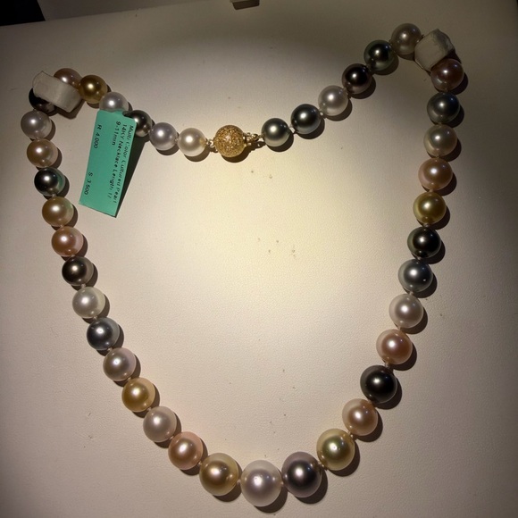 Elegant Multicolor Cultured Pearl Necklace 17” with 14k Yellow Gold NWT - Picture 10 of 11